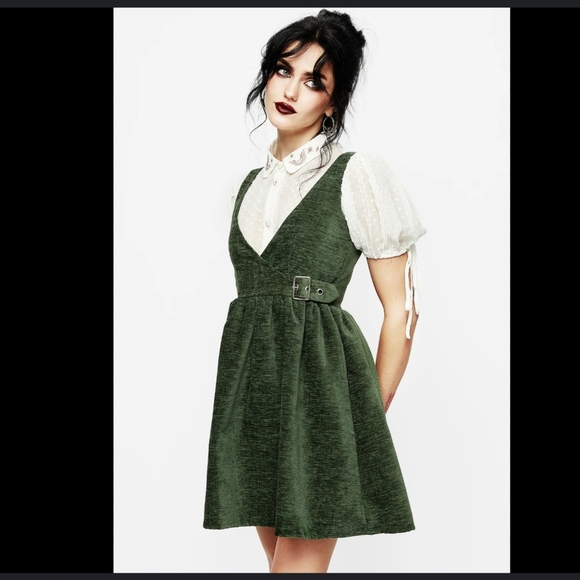 Disturbia Dresses & Skirts - Disturbia Ivy Wrap Buckle Suspender Velvet Mini Dress Green Size 6